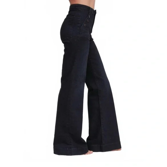Worn Once $325 ASKK NY Brick House Tuckernuck Wide Leg Jeans in Black 27 (26) - Picture 3 of 13